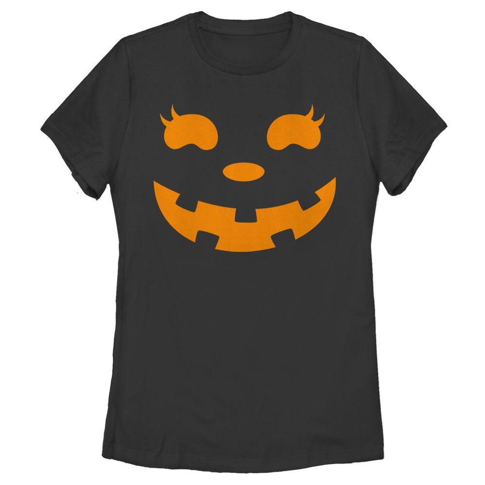 Womens Chin Up Halloween Jack O Lantern Face Tshirt